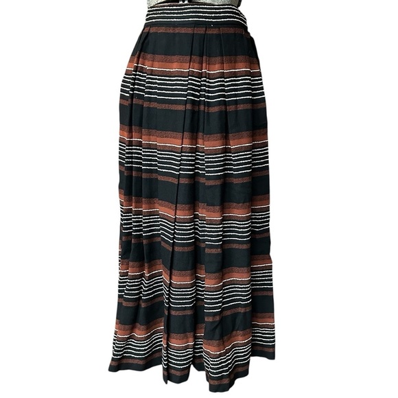 VTG. RARE 1950’s LILY MONTEZ HAND DETAILED STITCH EARTHY STRIPED BOHO MIDI SKIRT - Picture 2 of 13